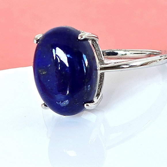 Natural Lapis Lazuli 925 Sterling Silver Ring - Picture 7 of 8